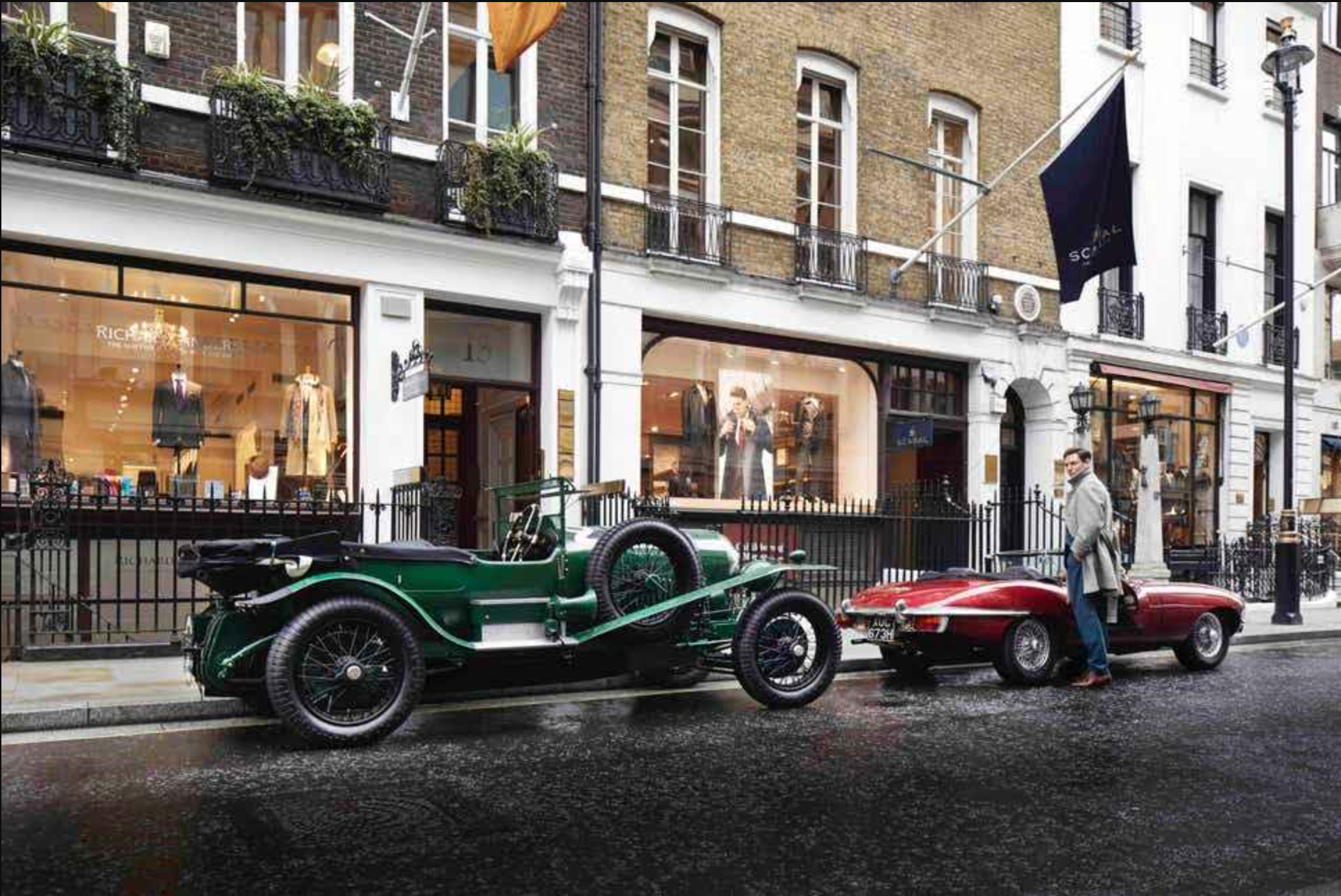 Two Classic cars parked in Mayfair 